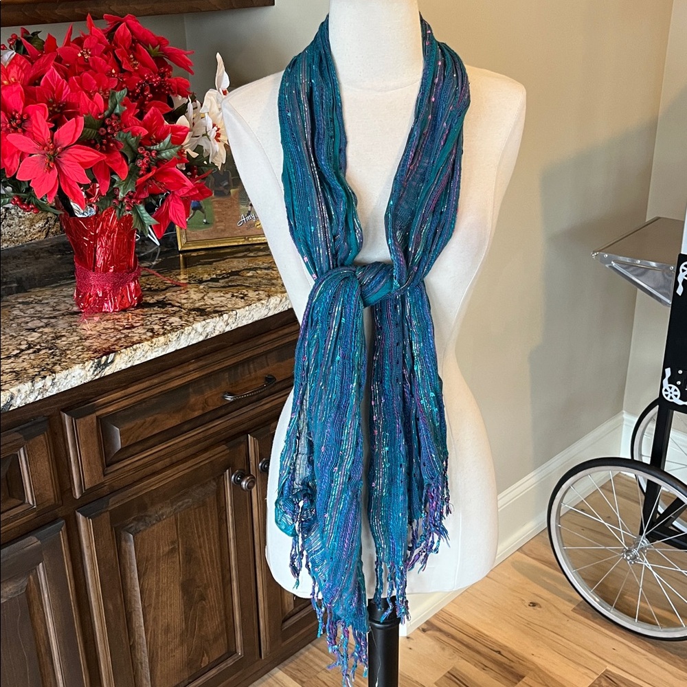Shimmery Metallic Blue and Purple Scarf